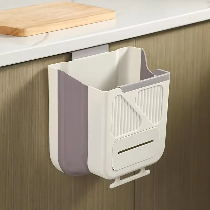 Foldable Hanging Trash Can for Kitchen RV Camper Space Saving Garbage Storage Cabinet Mount Household Waste Bin